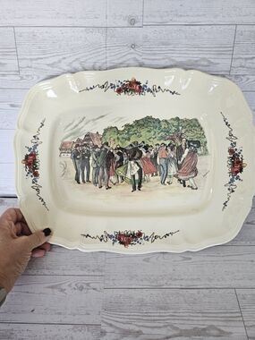 Vintage Sarreguemines France Obernai Rectangular Serving Platter Henri Loux